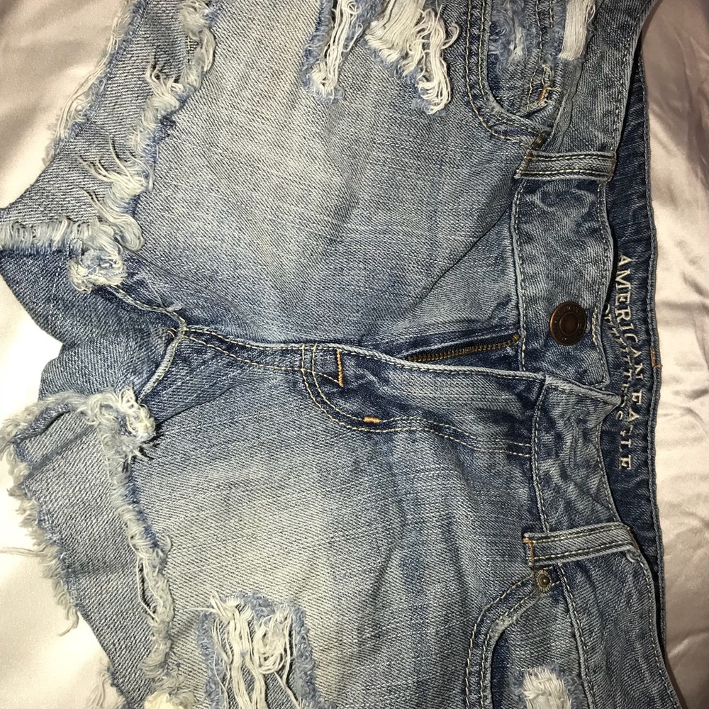 American Eagle Ripped Demin Shorts Lace Trim